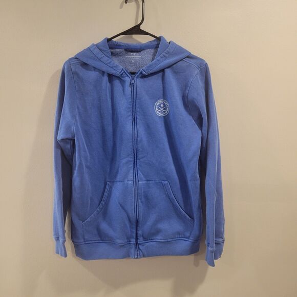 VINEYARD VINES Kids Size XL (16) Full Zip Front Hoodie Light Blue Pockets - Picture 1 of 8